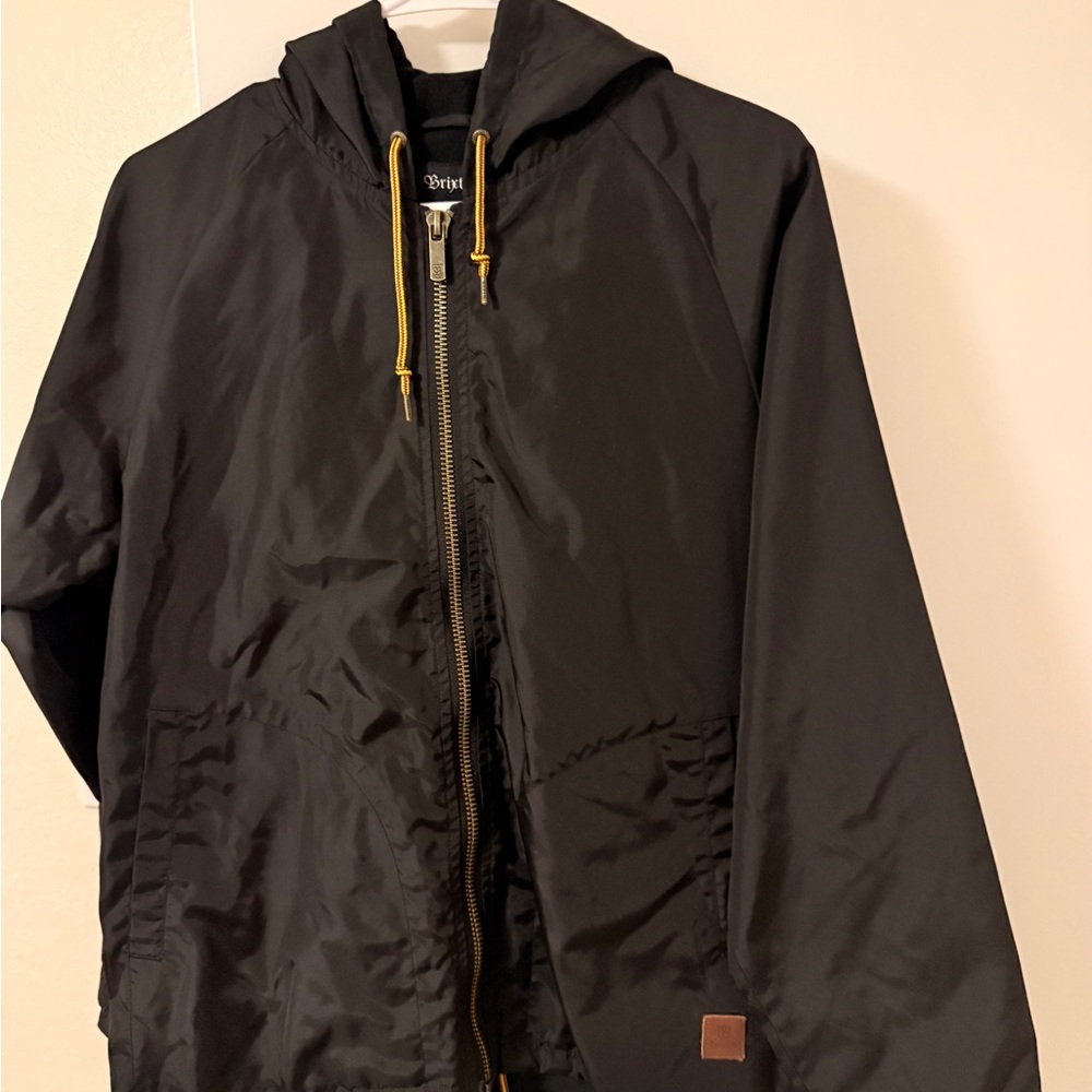 Brixton Black Windbreaker with Hood and Weather-Resistant Fabric